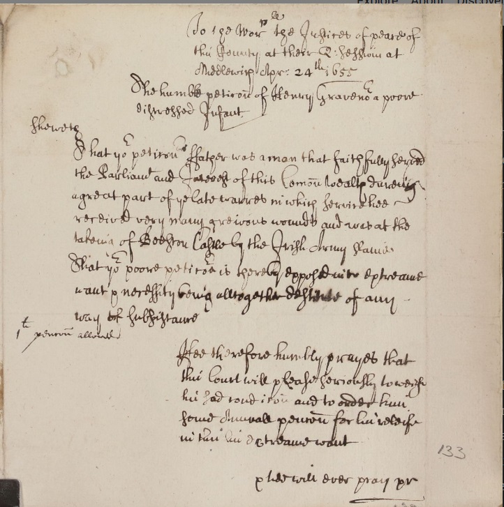 Petition of Henry Gravenor, infant, 1655