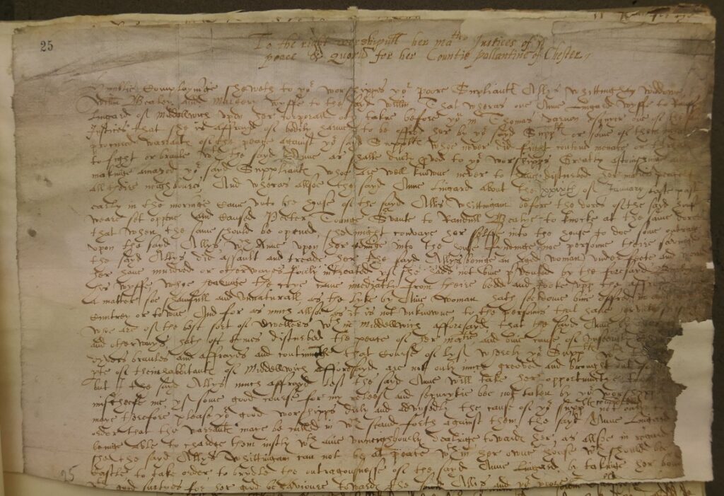 Allys Whittingham, William Bealey and Margery his wife. QJF 24/1/25 (1594)